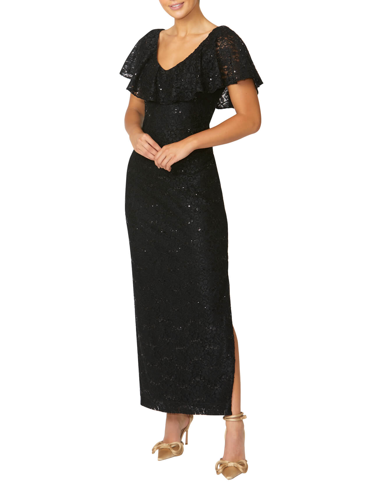 Women s Sequin Floor Length Gown in Black