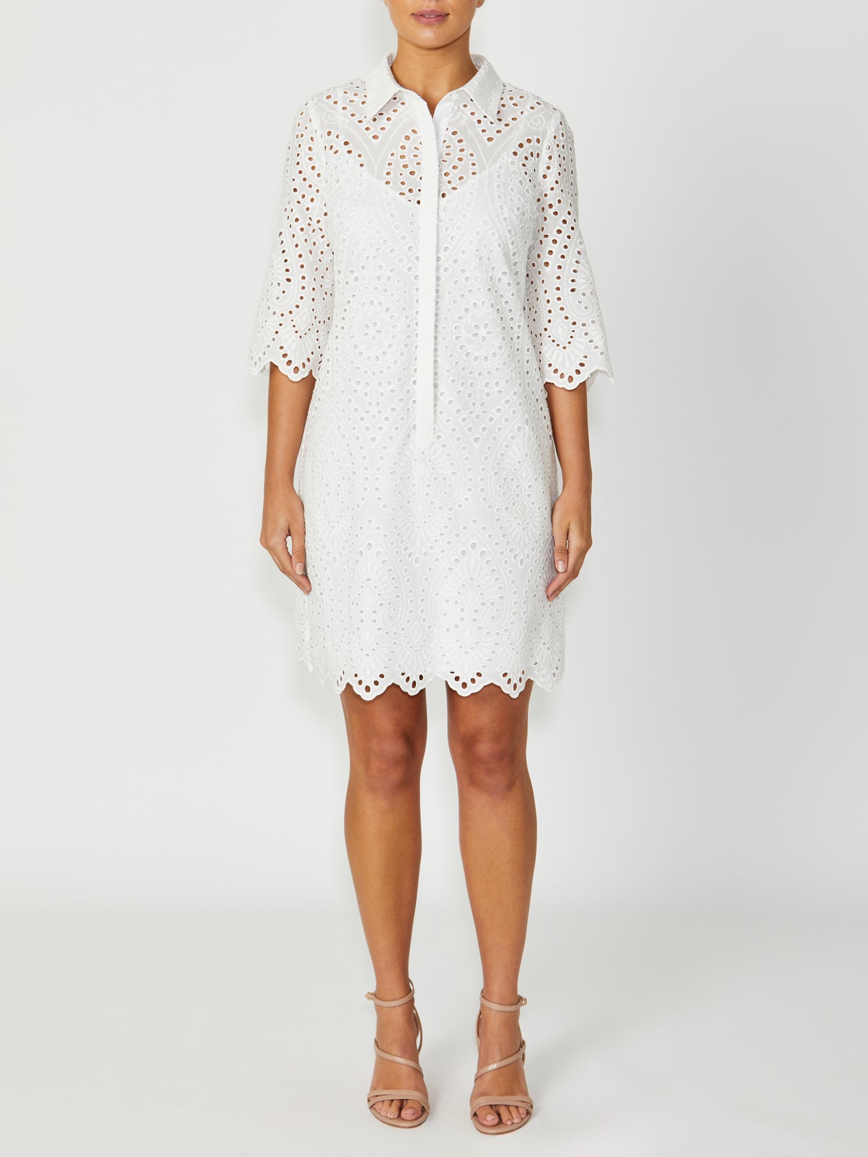 Women s Lace Shirtdress Dress in Ivory Eva