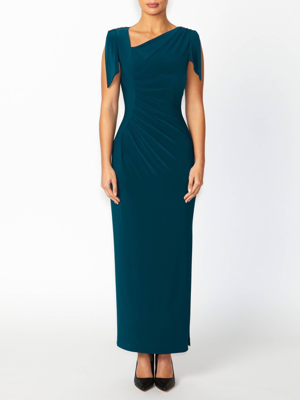 Women s Jersey Column Gown in Green Hebe