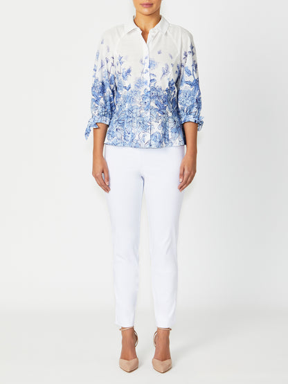 Women's Cotton Fit & Flare Blouse in White | Roberta