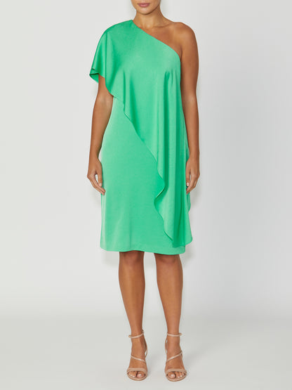 Women's Crepe Asymmetrical Dress in Green | India