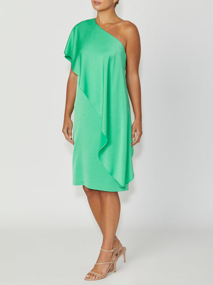 Women's Crepe Asymmetrical Dress in Green | India