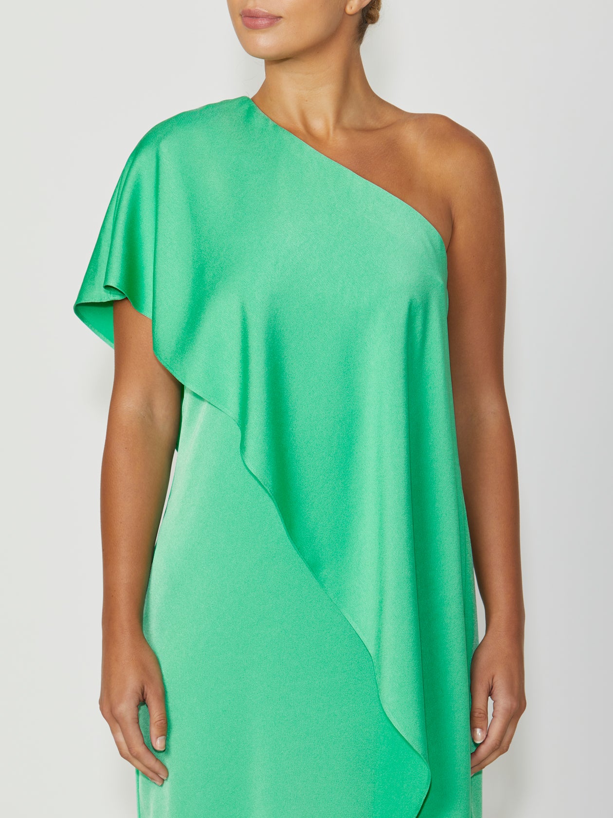 Women's Crepe Asymmetrical Dress in Green | India