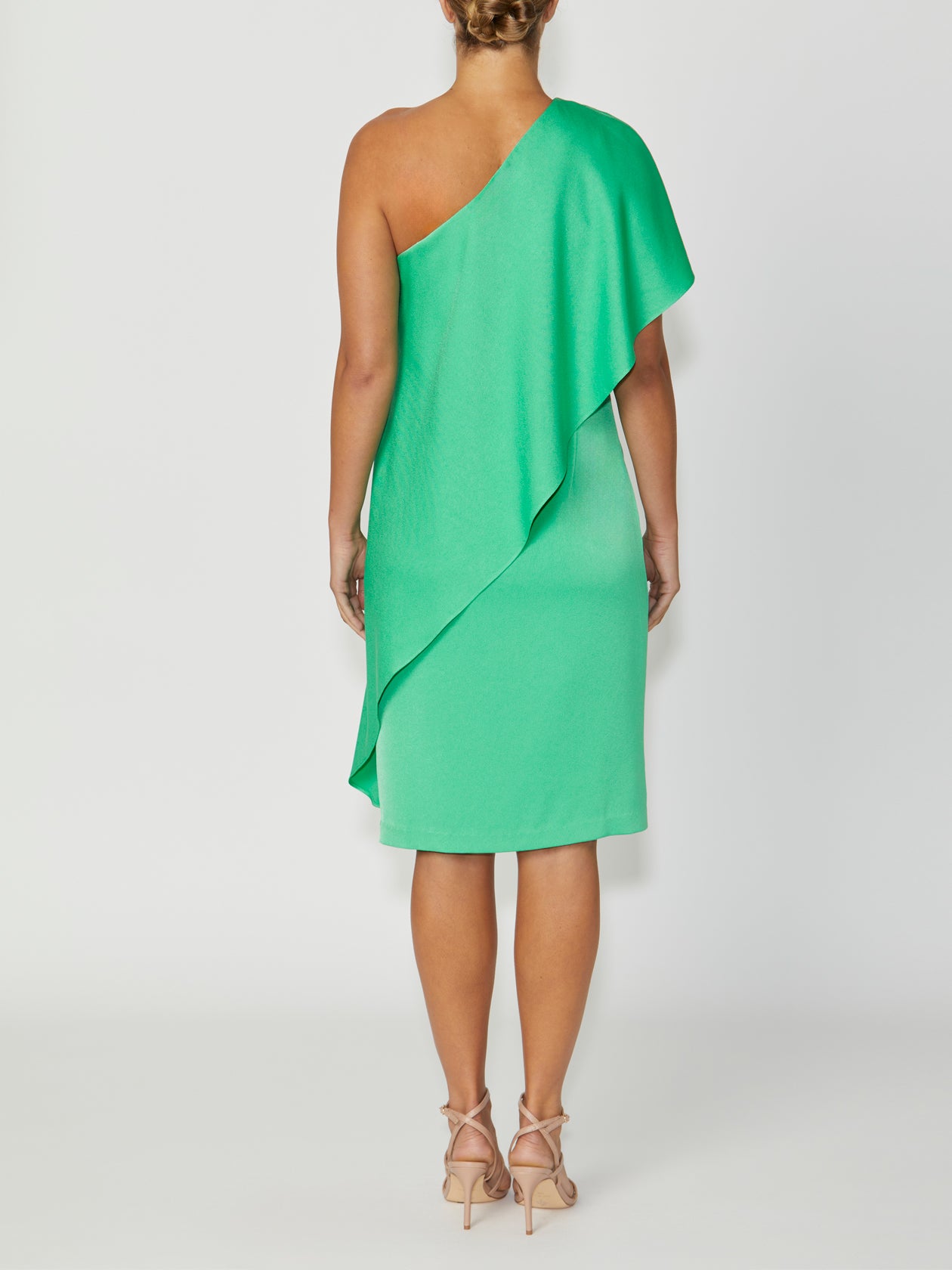 Women's Crepe Asymmetrical Dress in Green | India