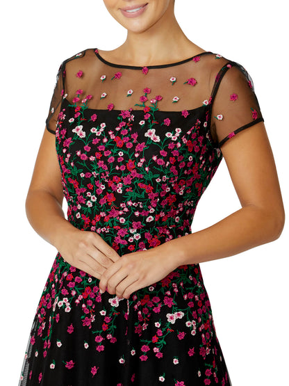 Leila Black and Pink A-Line Dress