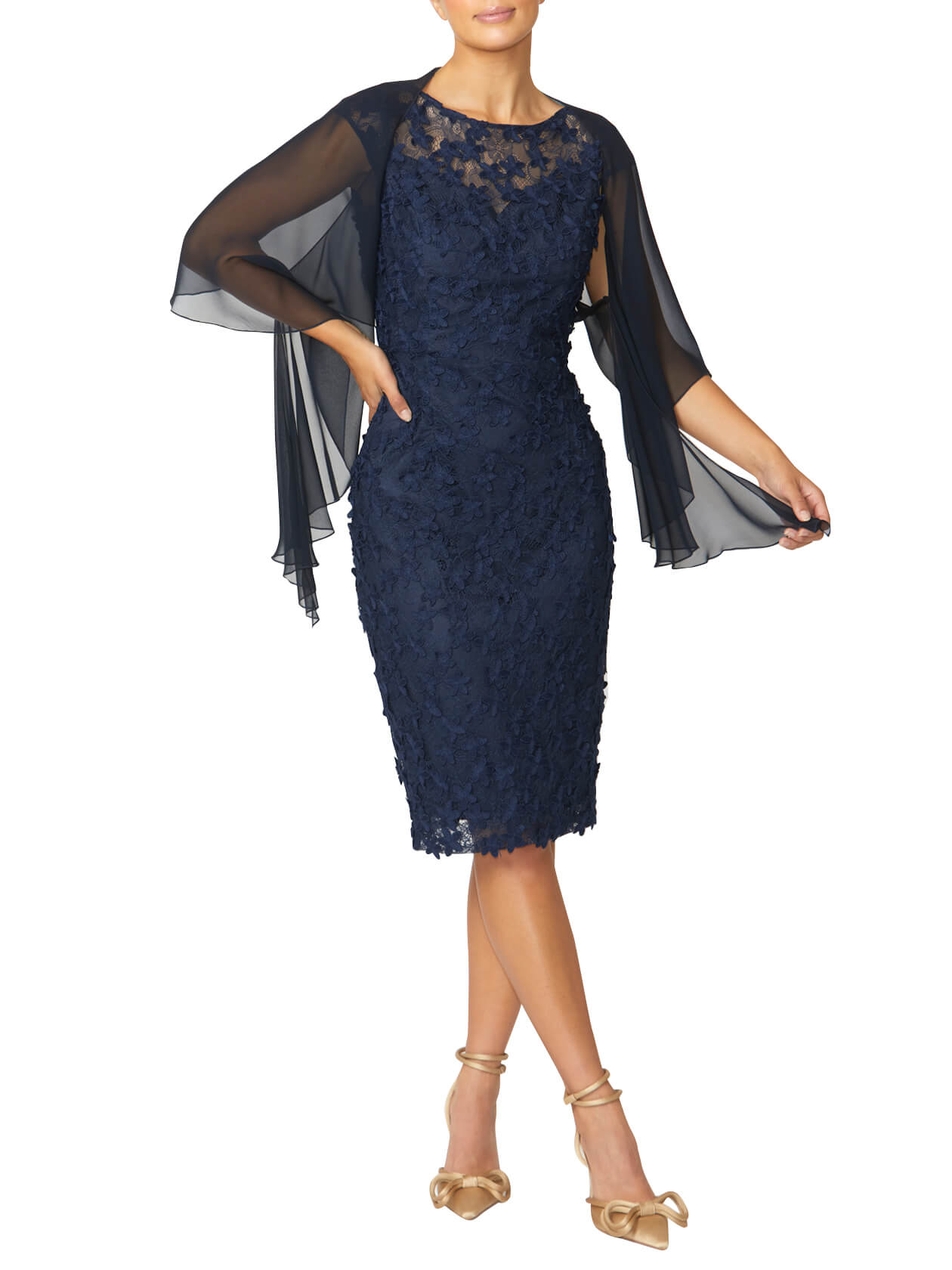 Women s Embroidered Shift Dress in Navy