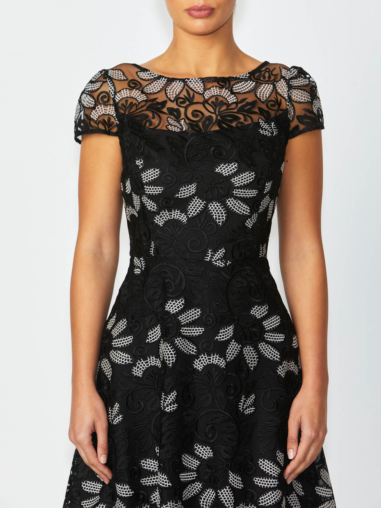 Stellar Black Embroidered A-Line Dress