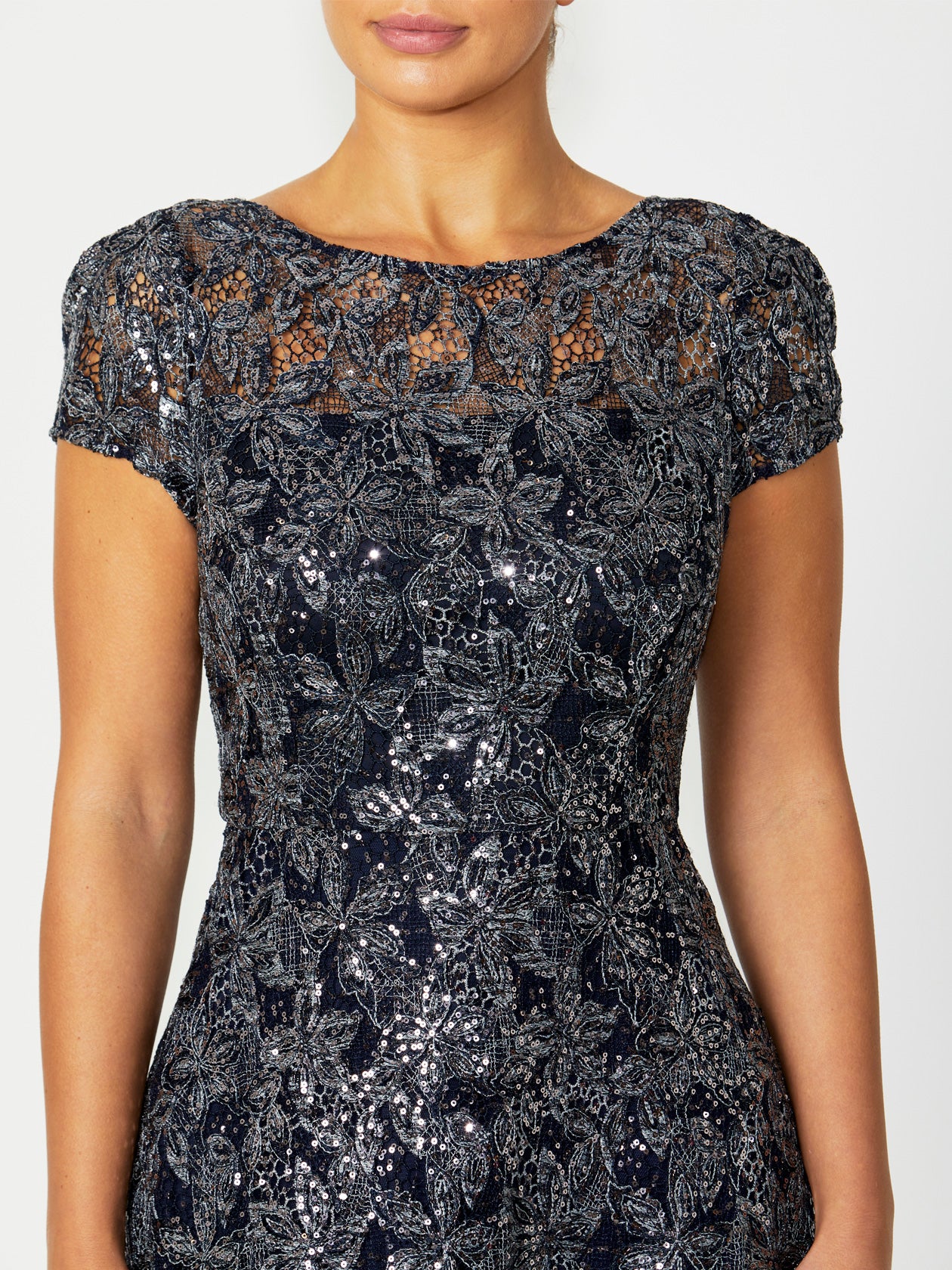 Women's Sequin Asymmetrical Dress in Navy | Stellar