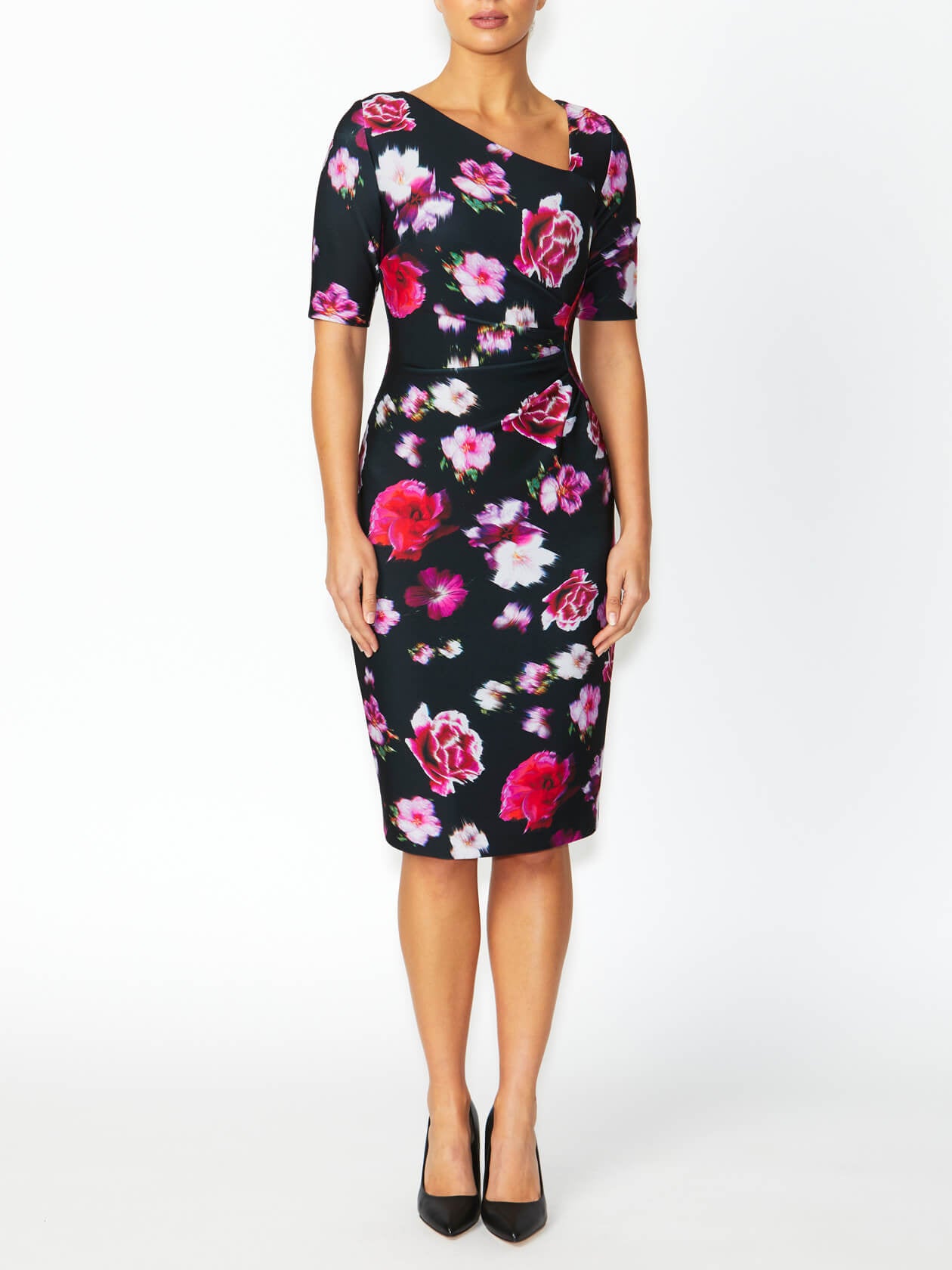 Milena Black Floral Dress