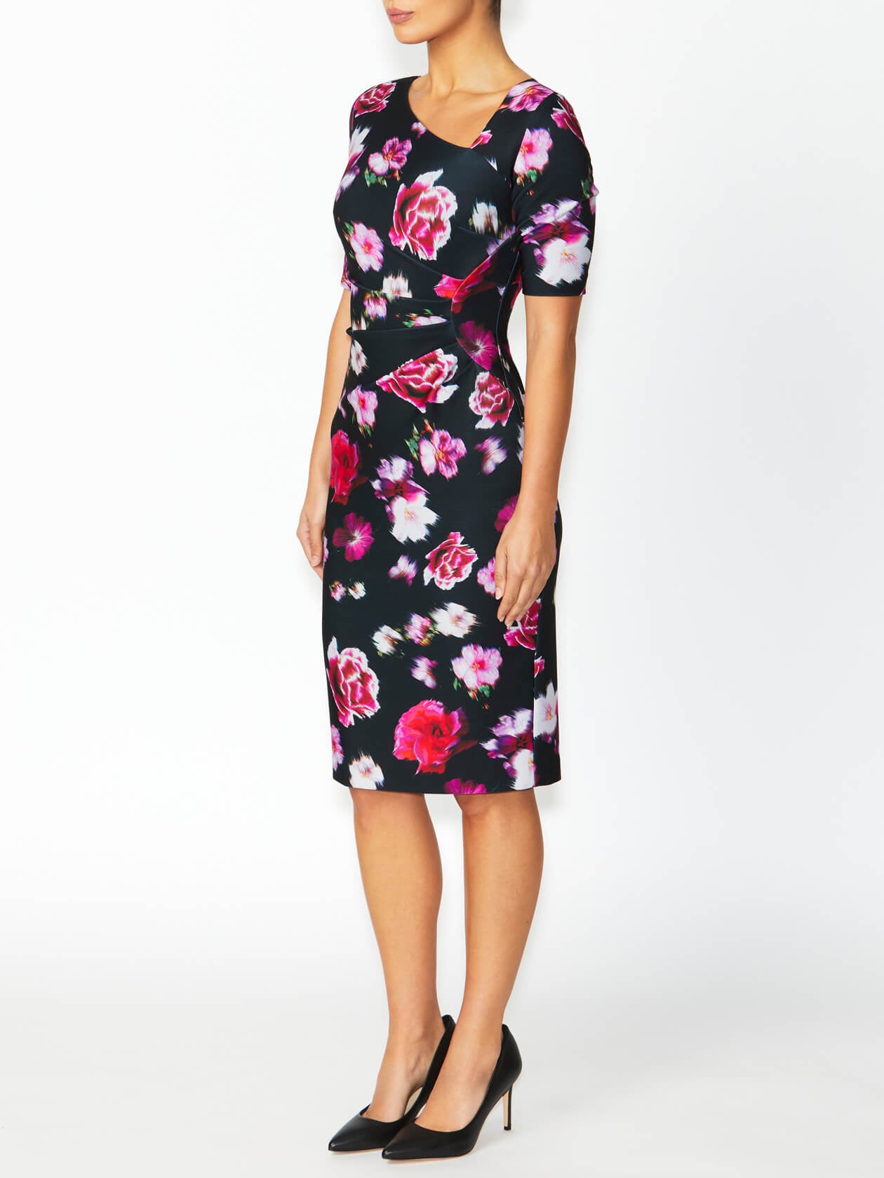 Milena Black Floral Dress