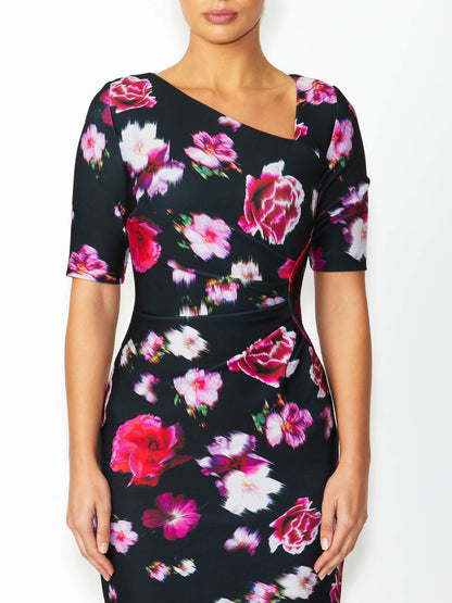 Milena Black Floral Dress