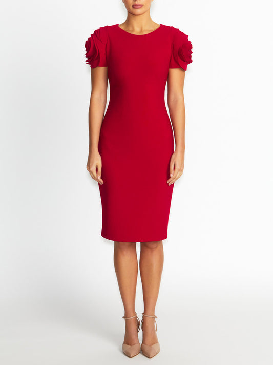 Women's Crepe Shift Dress in Red | Thea