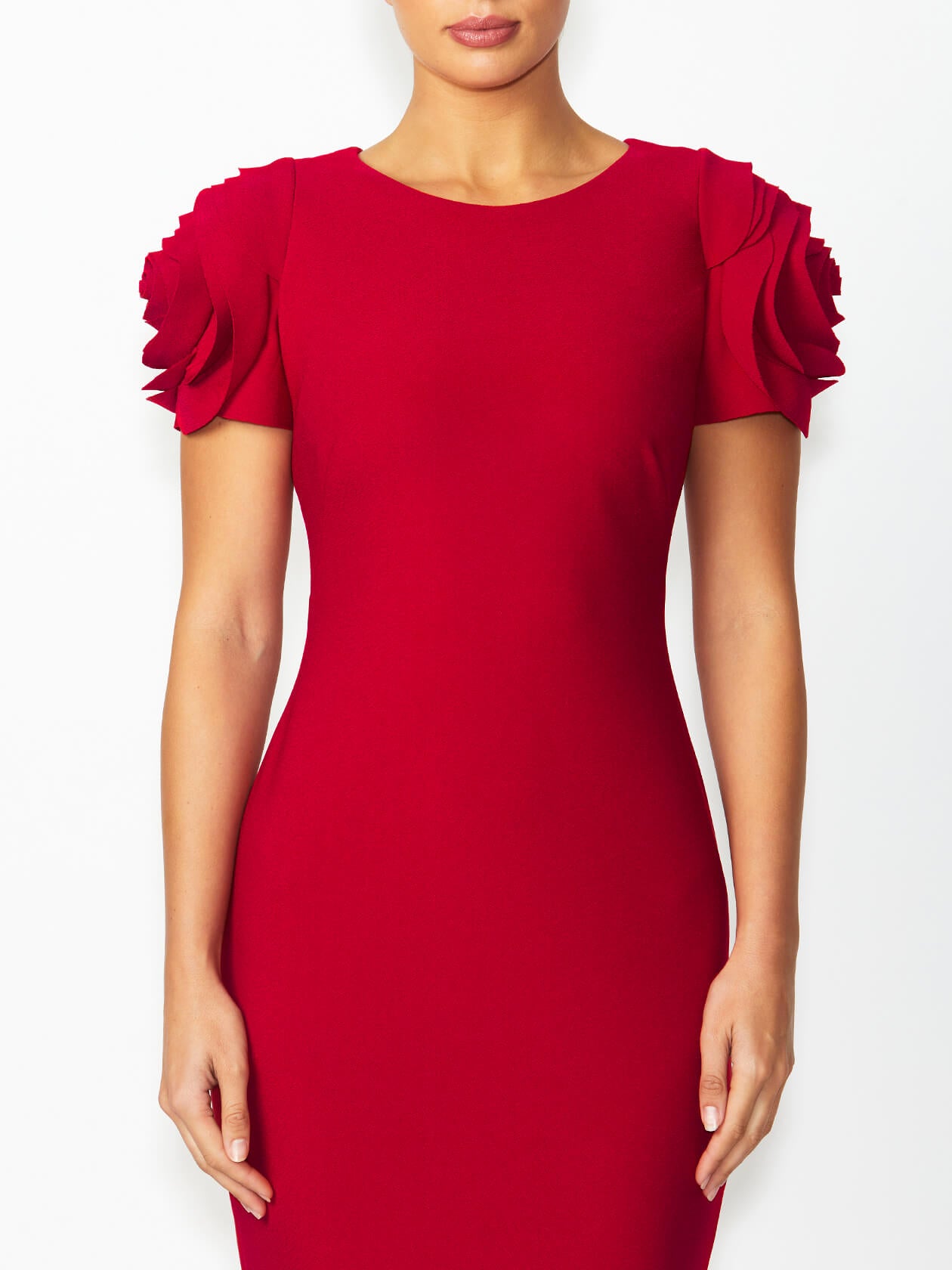 Women's Crepe Shift Dress in Red | Thea