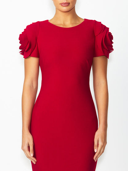 Women's Crepe Shift Dress in Red | Thea