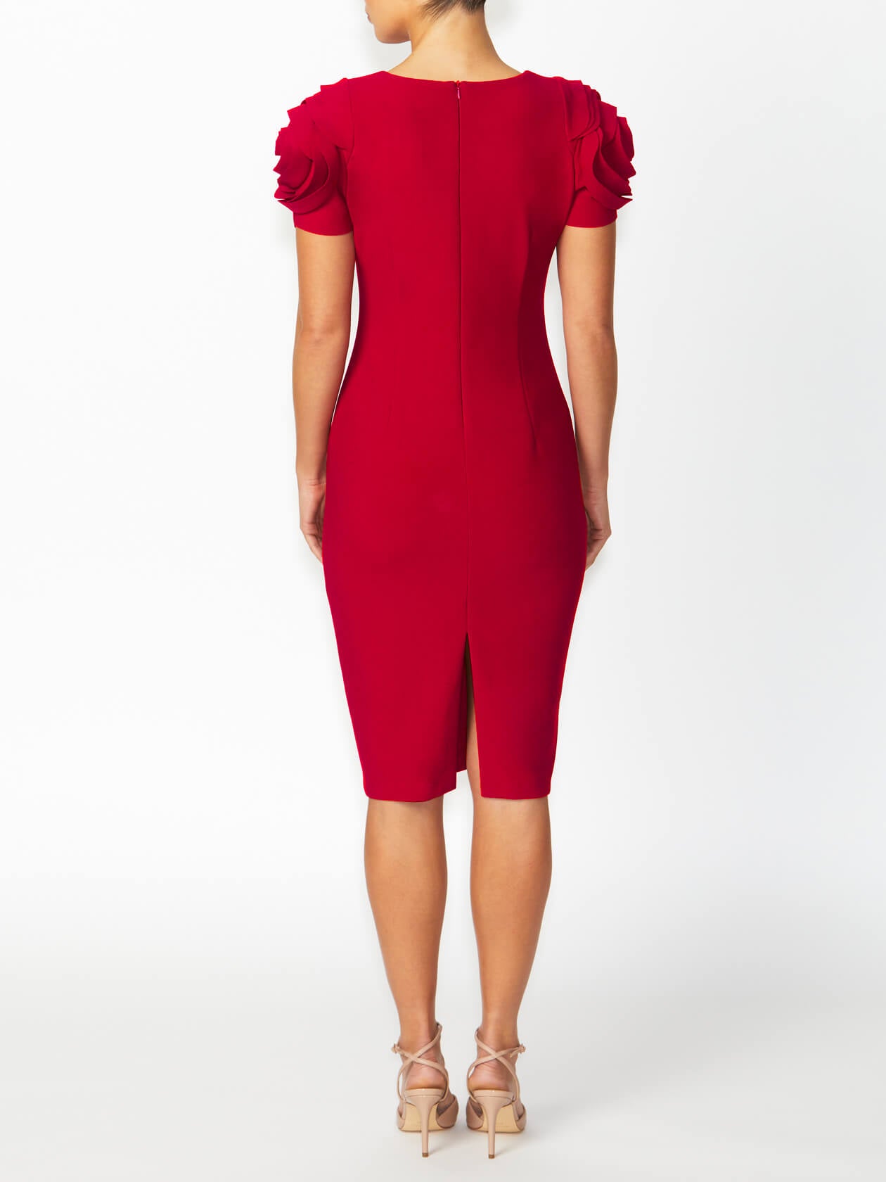 Women's Crepe Shift Dress in Red | Thea