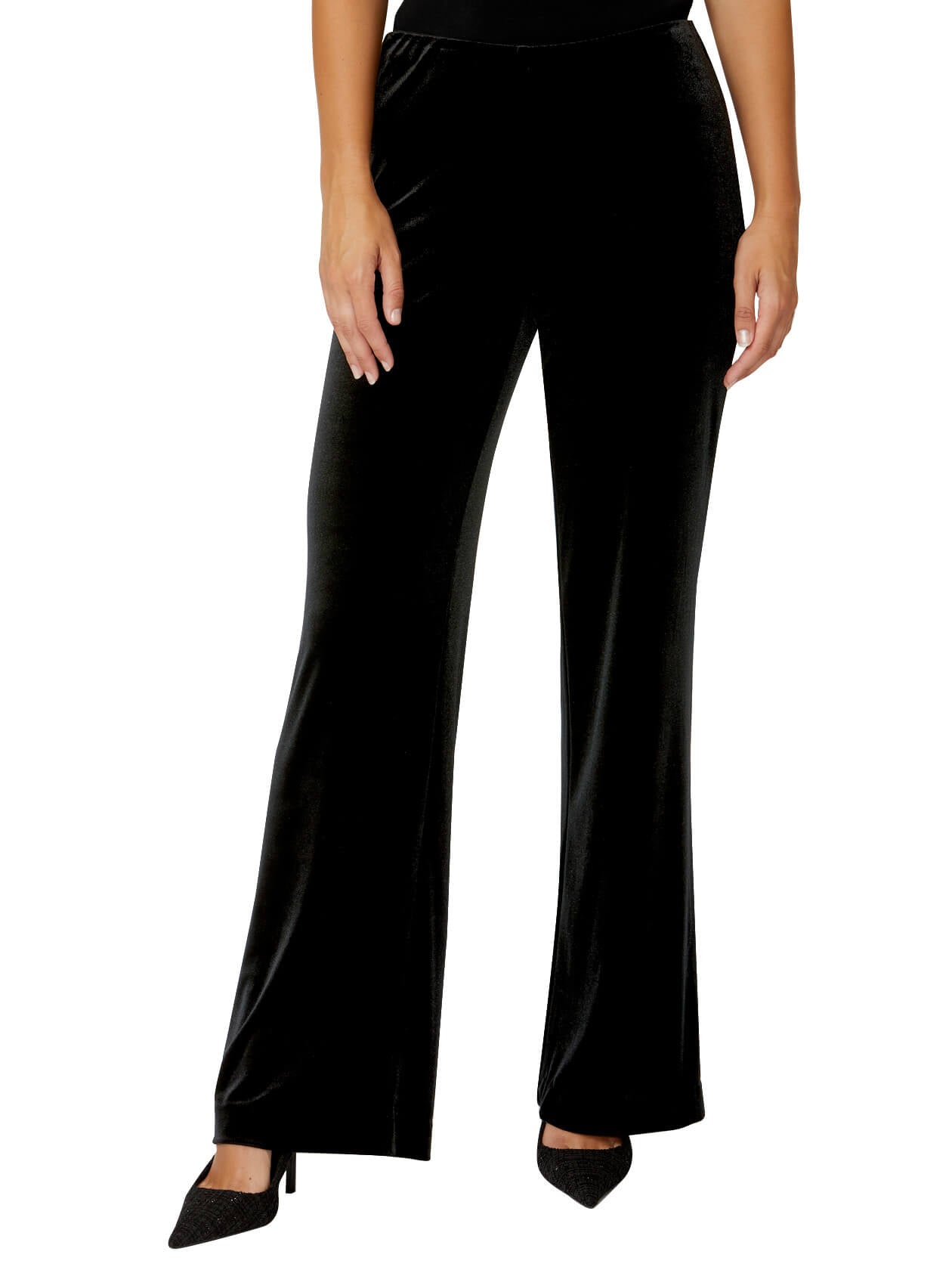 Women s Velour Wide Leg Easy Fit Pant in Black Regina