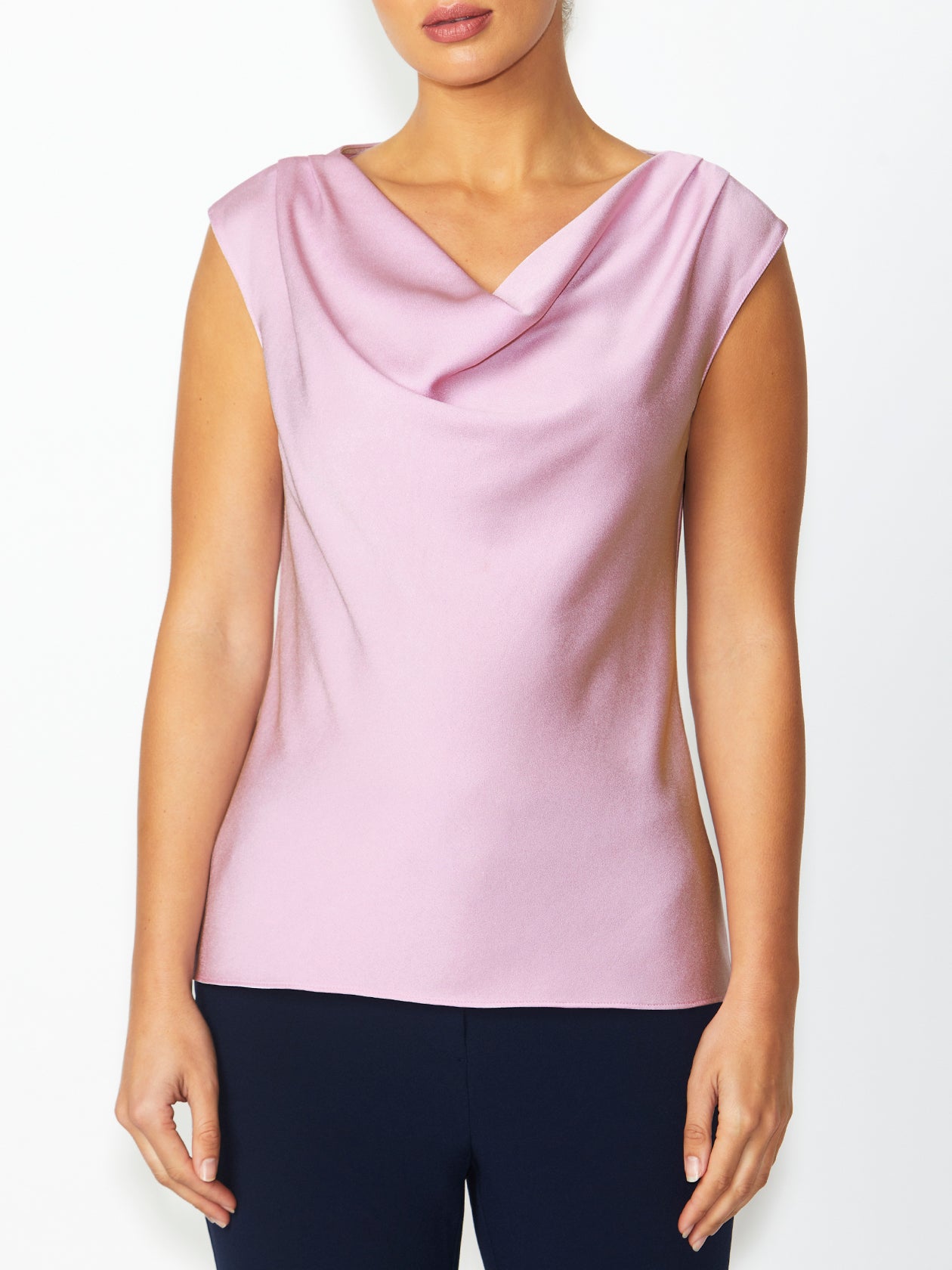 Women's Crepe Cowl Neck Top in Purple | Harmony