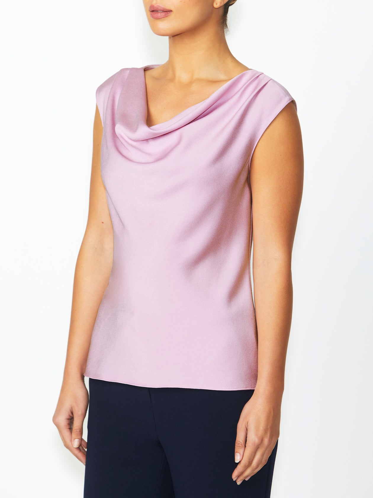 Women's Crepe Cowl Neck Top in Purple | Harmony