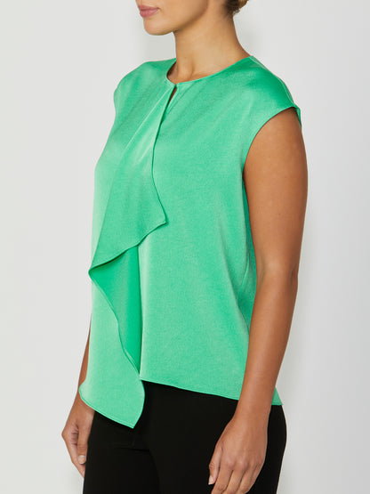 Women's Crepe DrapeFront Top in Green | Arina