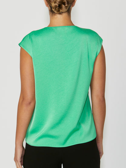 Women's Crepe DrapeFront Top in Green | Arina