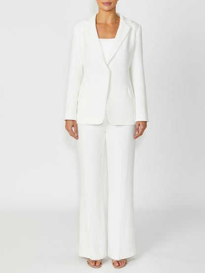 Women's Crepe Single Button Jacket in Ivory | Lola