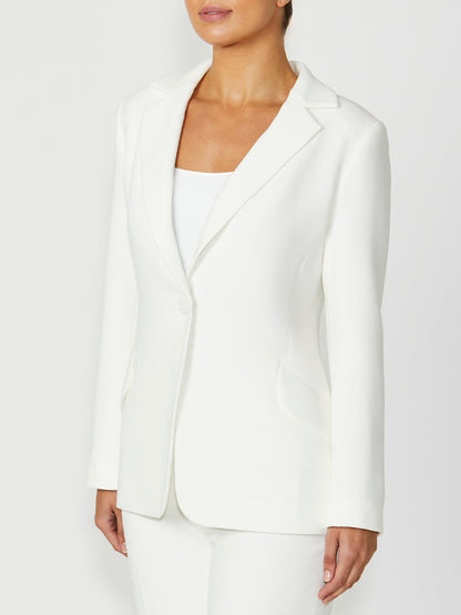 Women's Crepe Single Button Jacket in Ivory | Lola