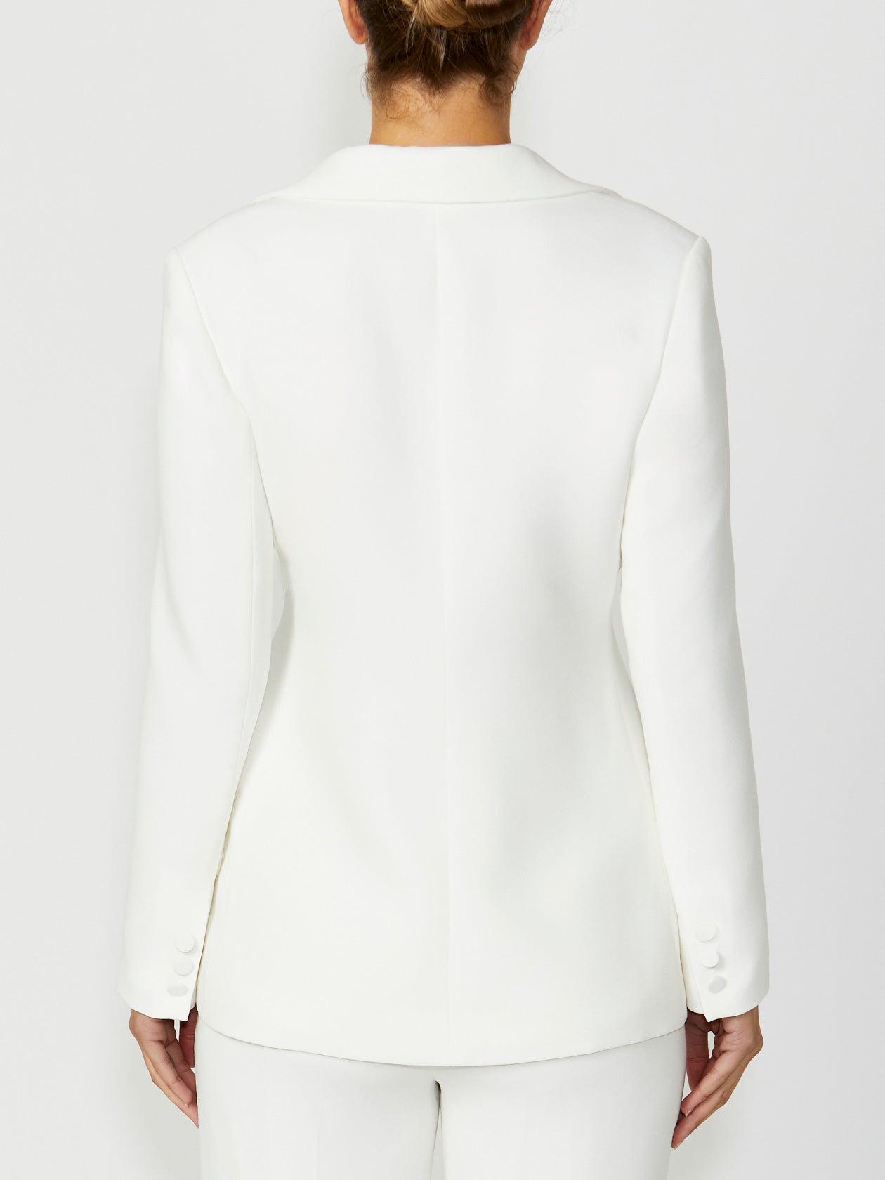 Women's Crepe Single Button Jacket in Ivory | Lola