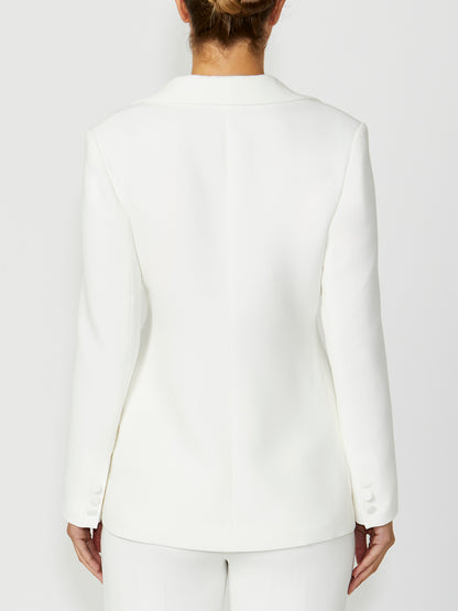 Women's Crepe Single Button Jacket in Ivory | Lola