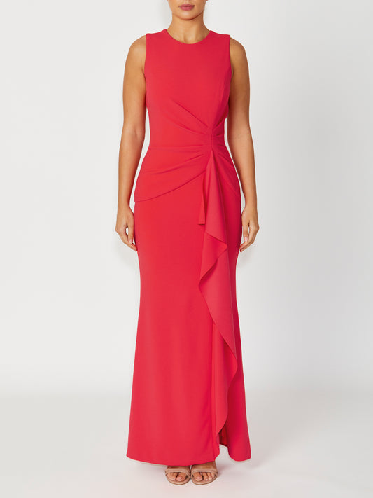 Women's Crepe Split Leg Gown in Orange | Florence