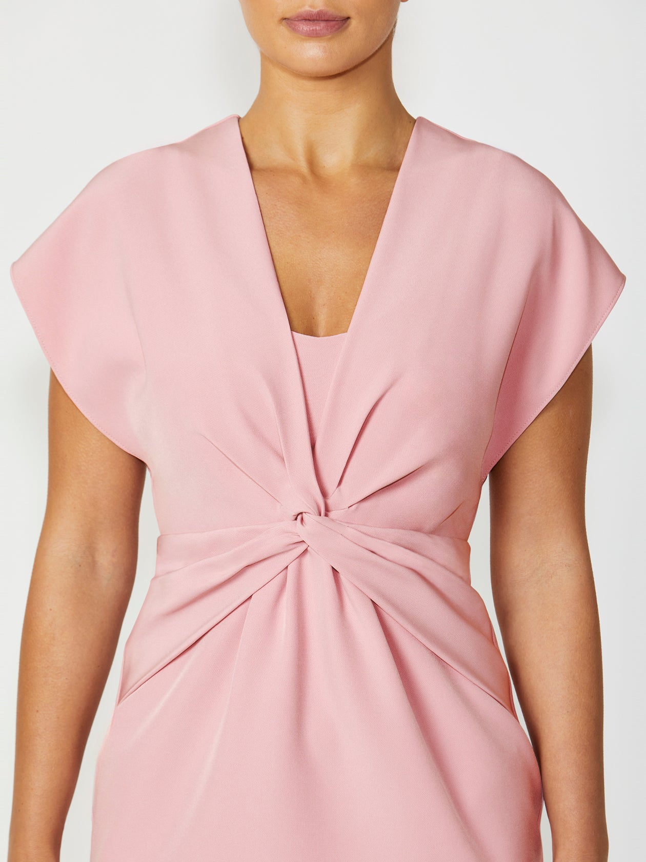 Women's Crepe Twist Neck Dress in pink | Kyla