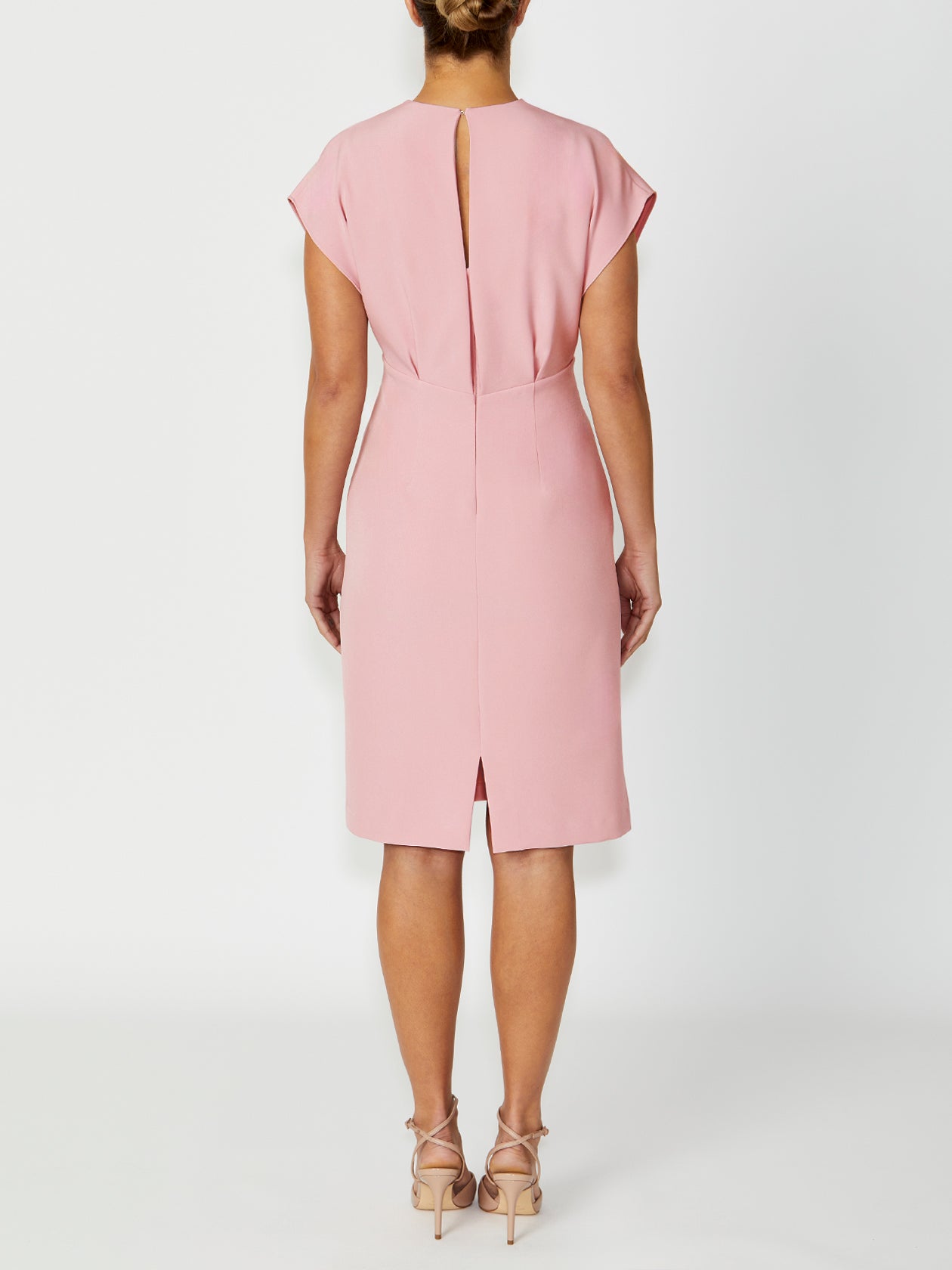 Women's Crepe Twist Neck Dress in pink | Kyla