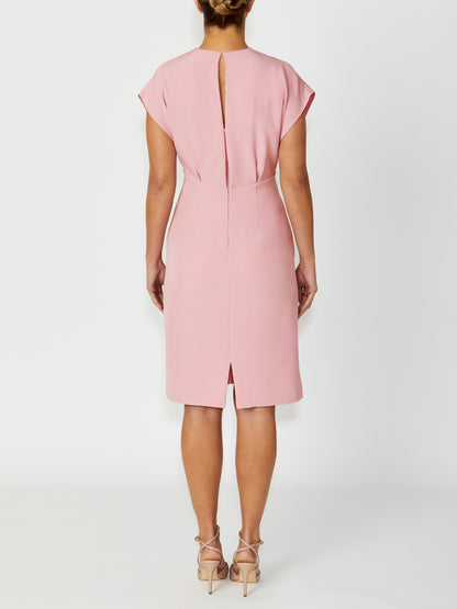 Women's Crepe Twist Neck Dress in pink | Kyla