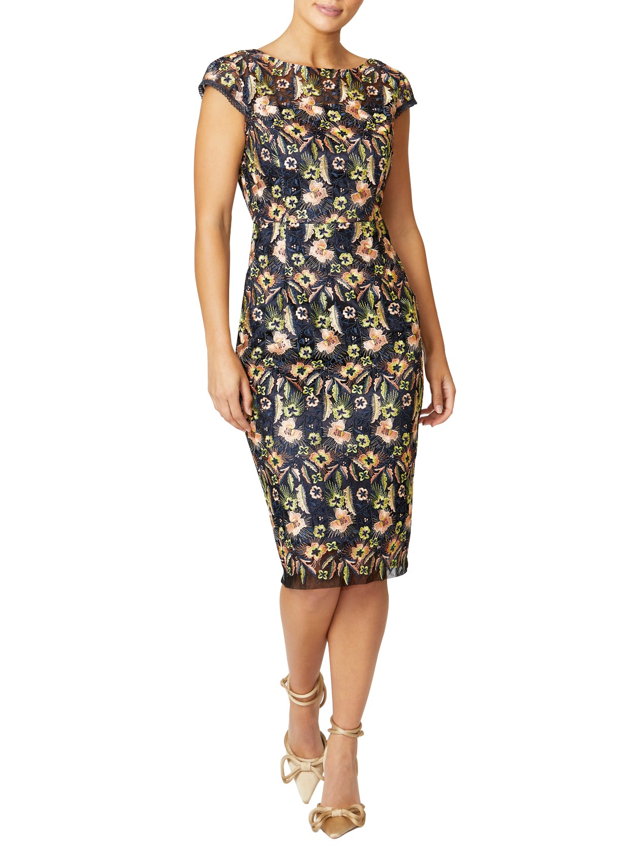 Women s Embroidered Shift Dress in Multicolour Claire