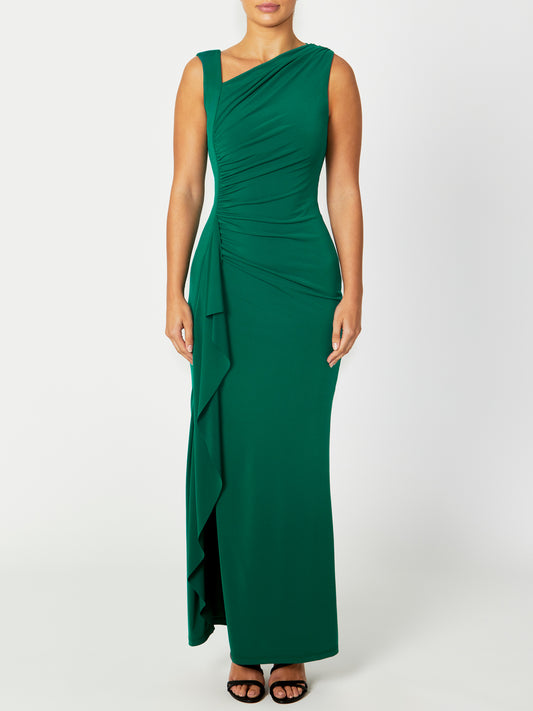 Women's Jersey Split Leg Gown in Green | Hilda