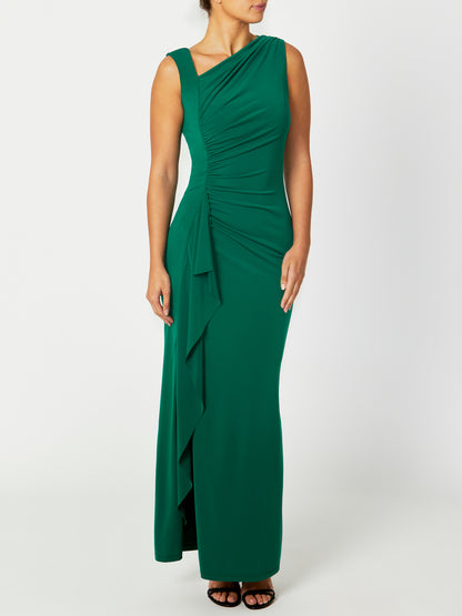 Women's Jersey Split Leg Gown in Green | Hilda