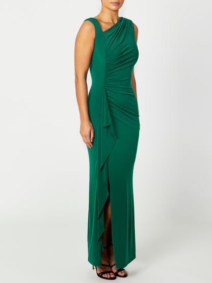 Women's Jersey Split Leg Gown in Green | Hilda