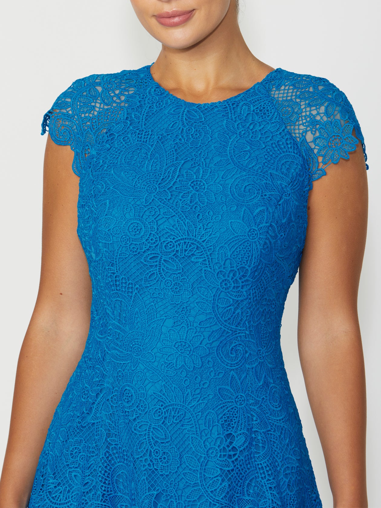 Women's Lace Fit Flare Dress in Blue | Marnie