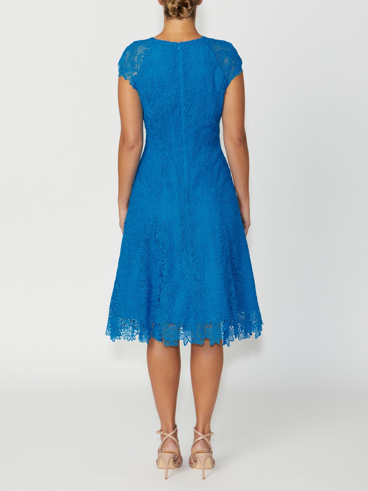 Women's Lace Fit Flare Dress in Blue | Marnie