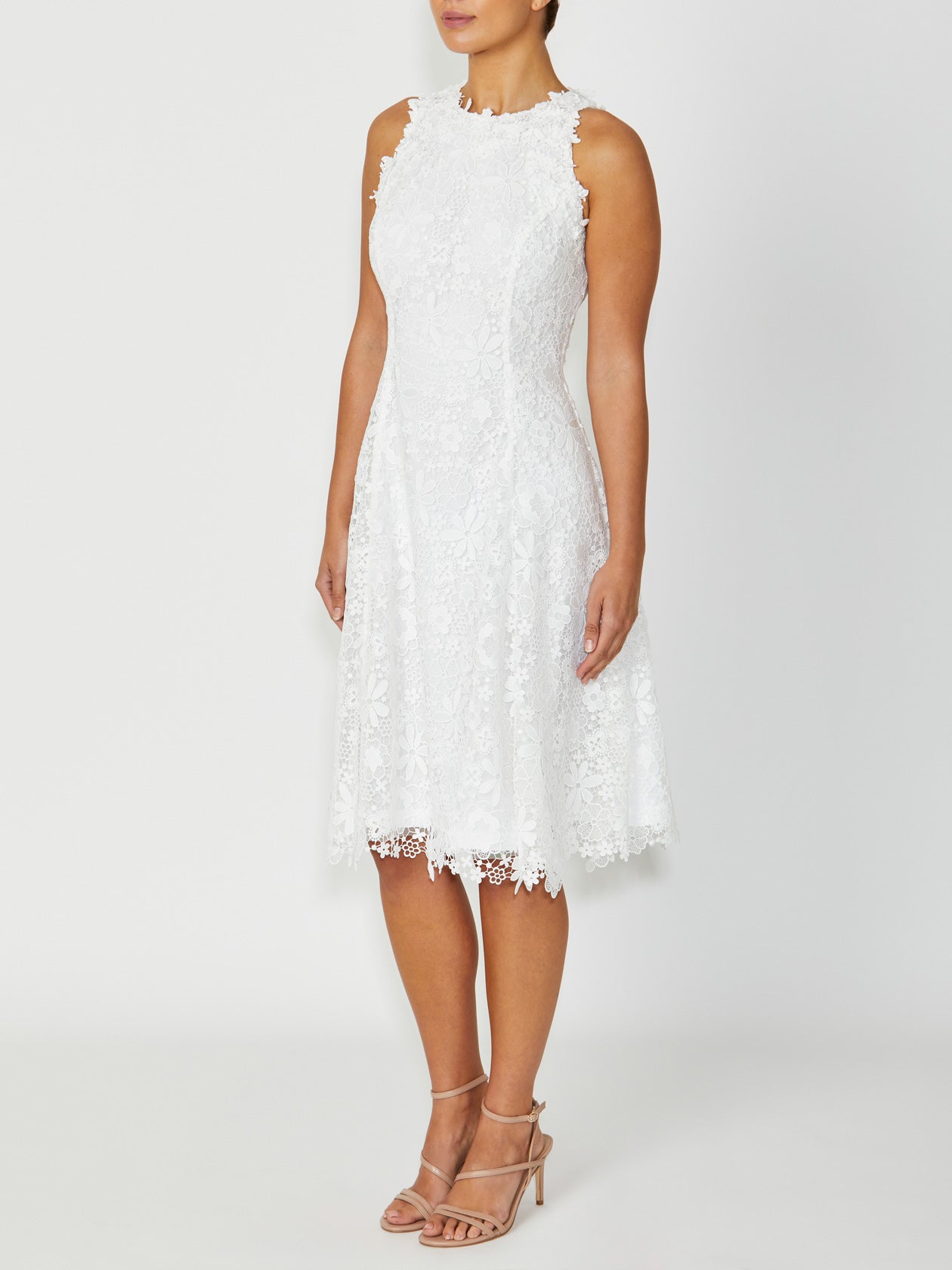 Women's Lace Fit & Flare Dress in White | Virginia