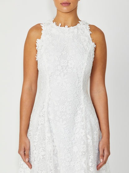 Women's Lace Fit & Flare Dress in White | Virginia