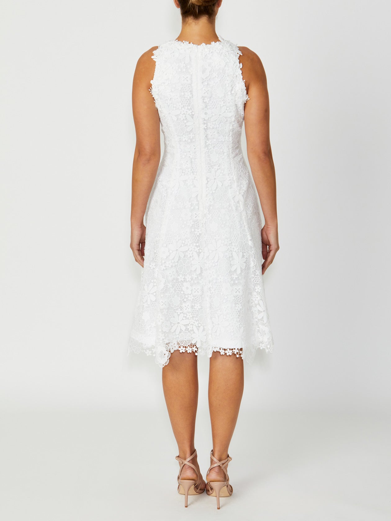 Women's Lace Fit & Flare Dress in White | Virginia