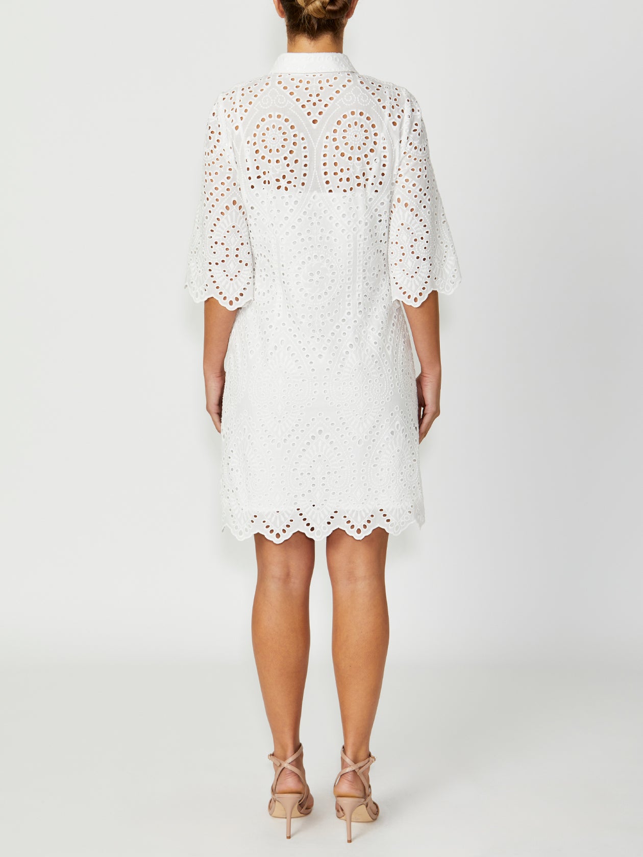 Women's Lace Shirtdress Dress in Ivory | Eva