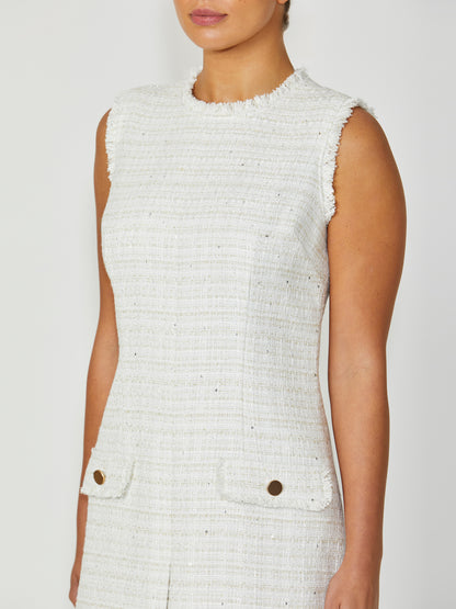 Women's Tweed Easy Fit Dress in Ivory | Peggy