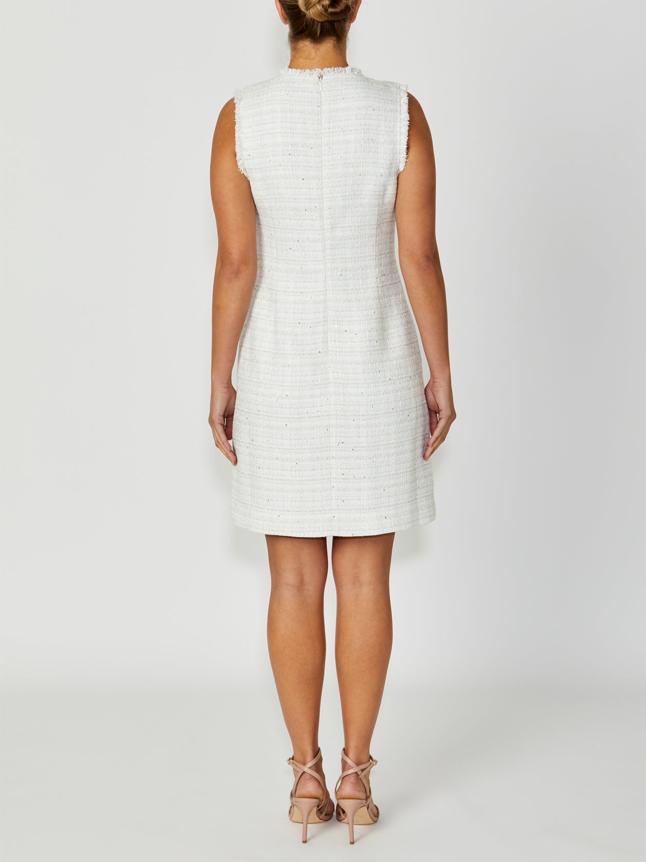 Women's Tweed Easy Fit Dress in Ivory | Peggy