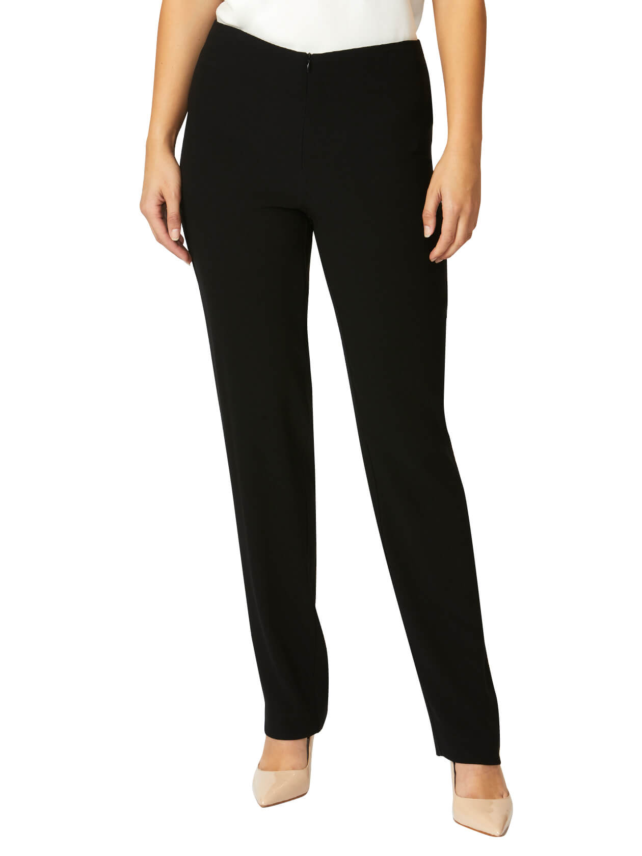 Black Crepe Straight Leg Pant | Anthea Crawford