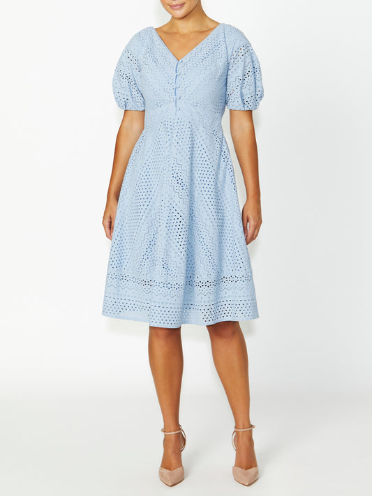 Women's Cotton Easy Fit Dress in Blue | Millie