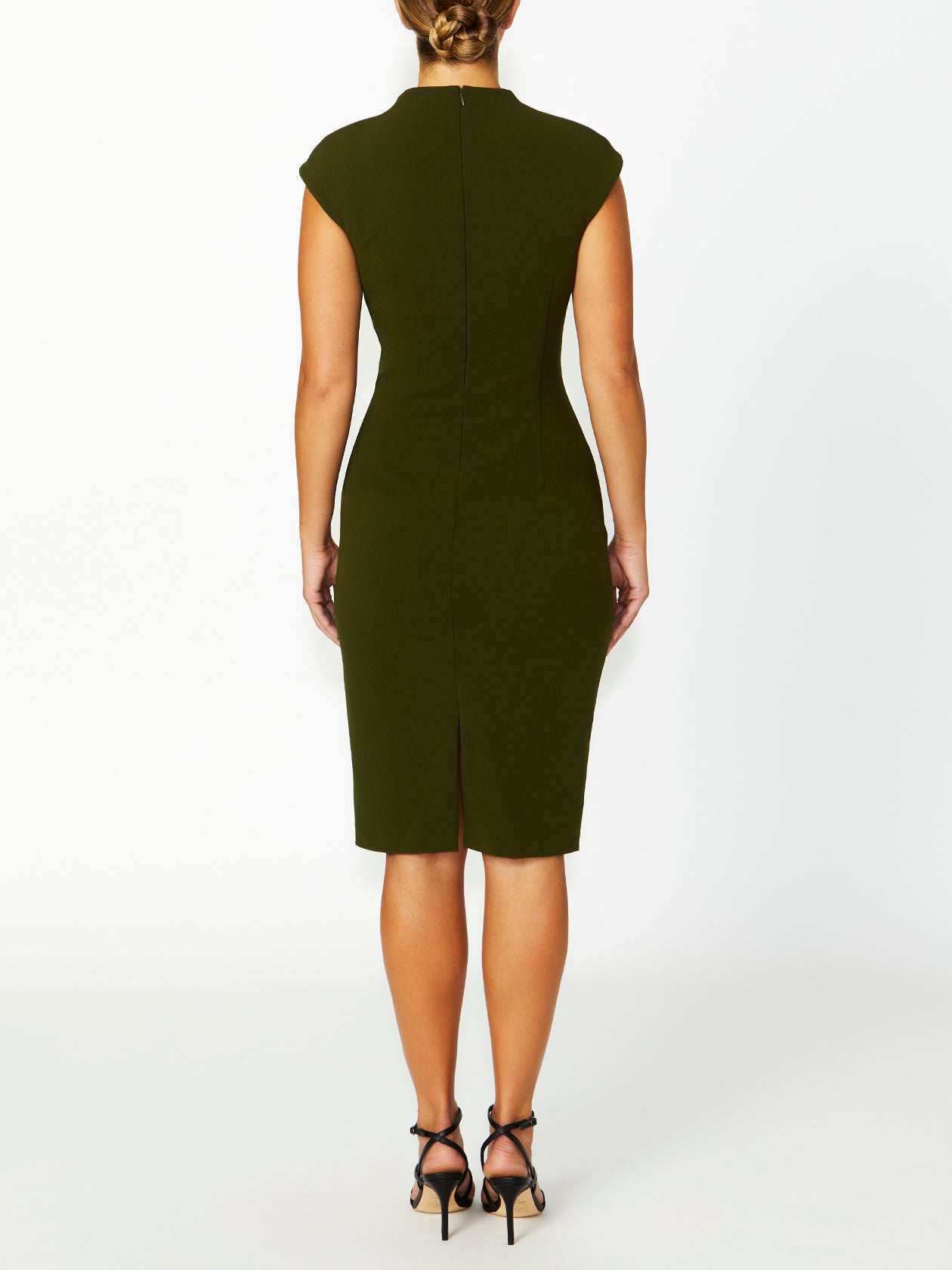 Women's Crepe Asymmetrical Dress in Green | Selene