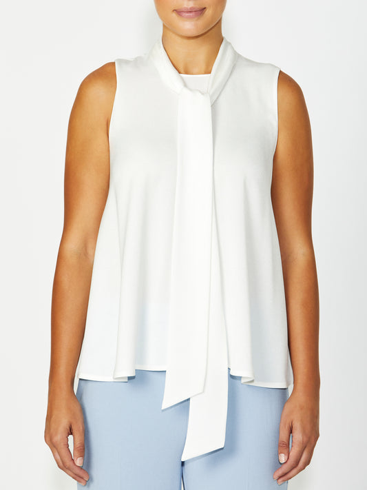 Women's Crepe Bow Top in Ivory | Claudia