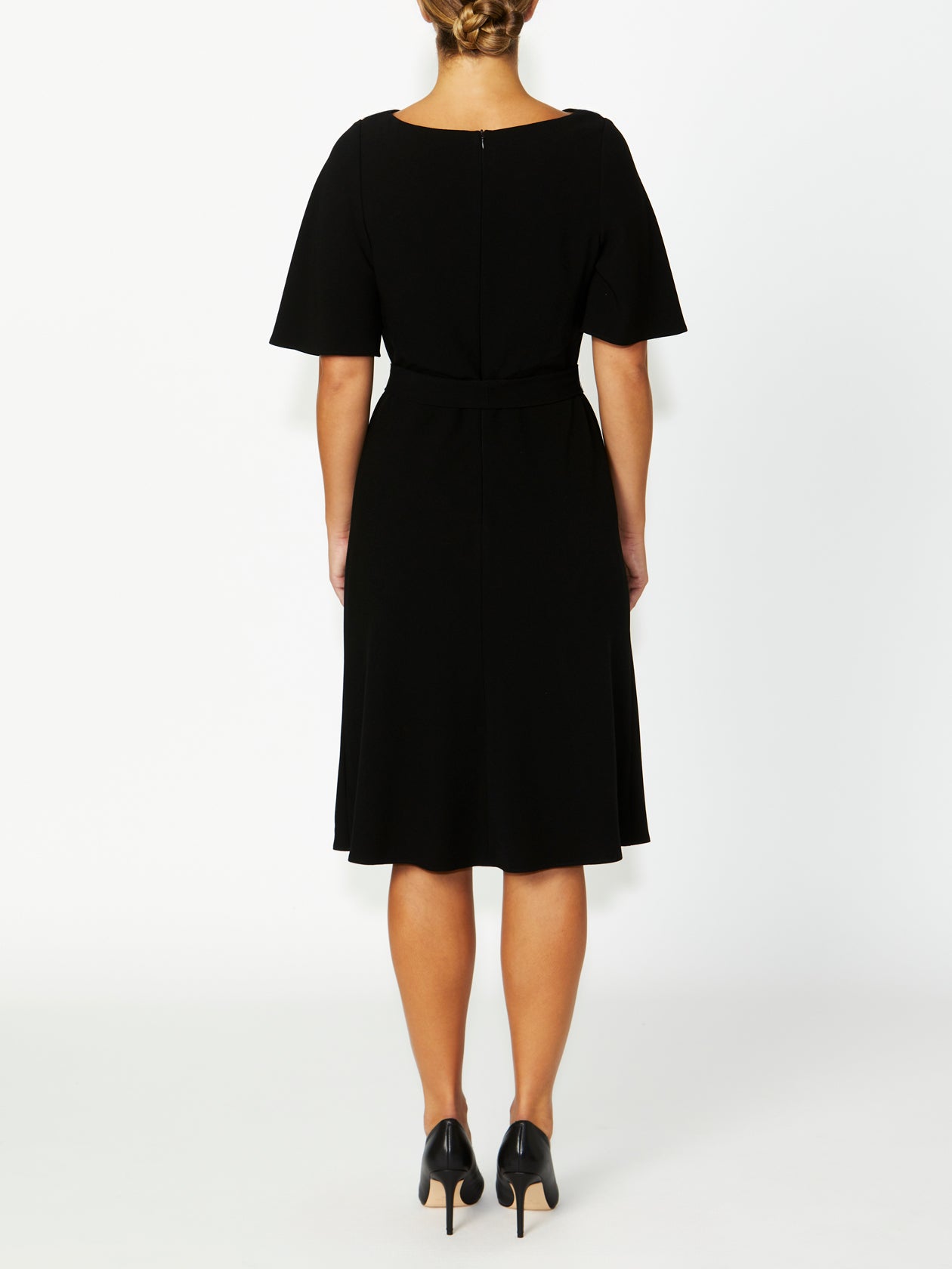 Women's Crepe Cowl Neck Dress in Black | Harmony