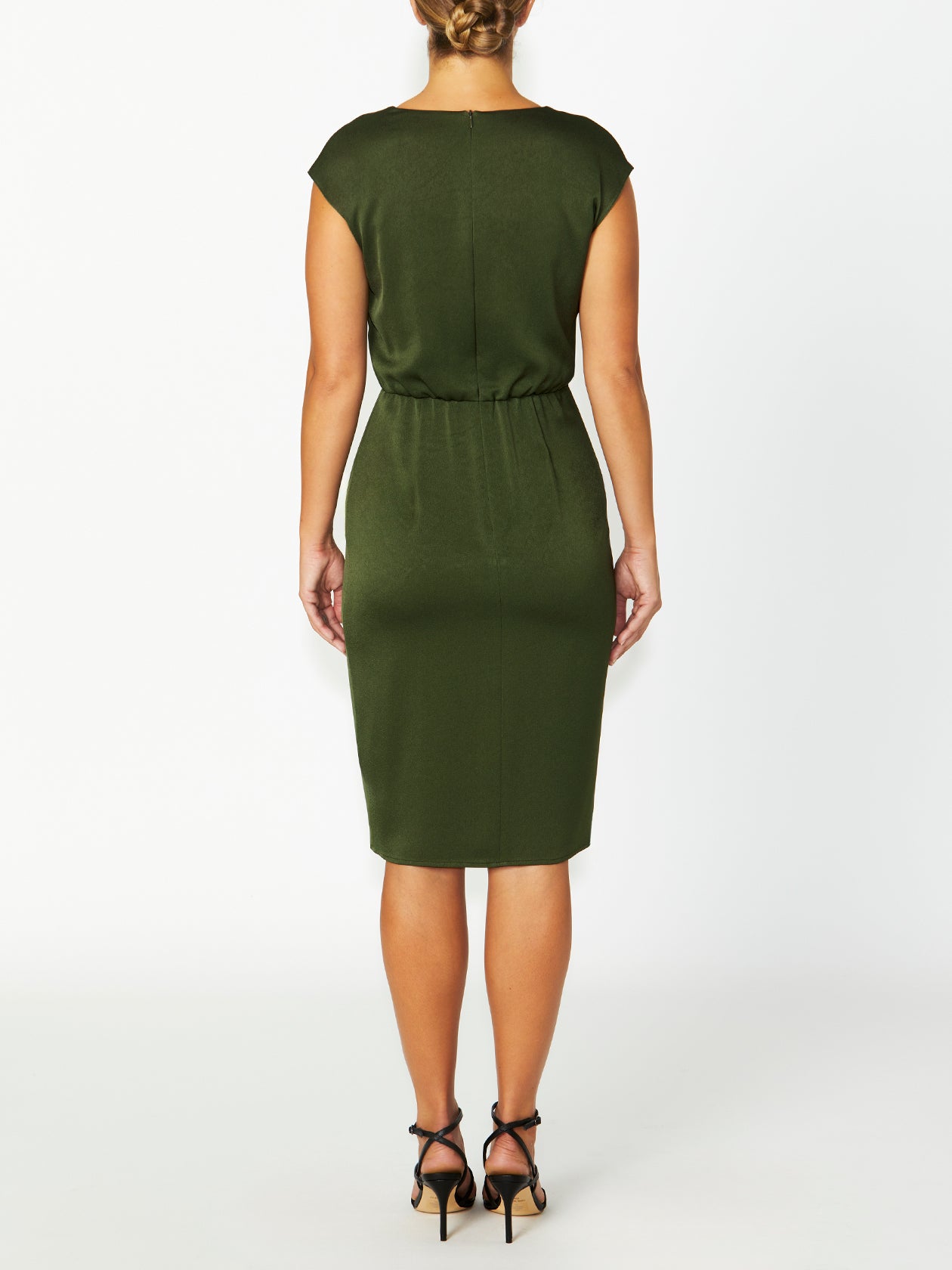 Women's Crepe Cowl Neck Dress in Green | Beth